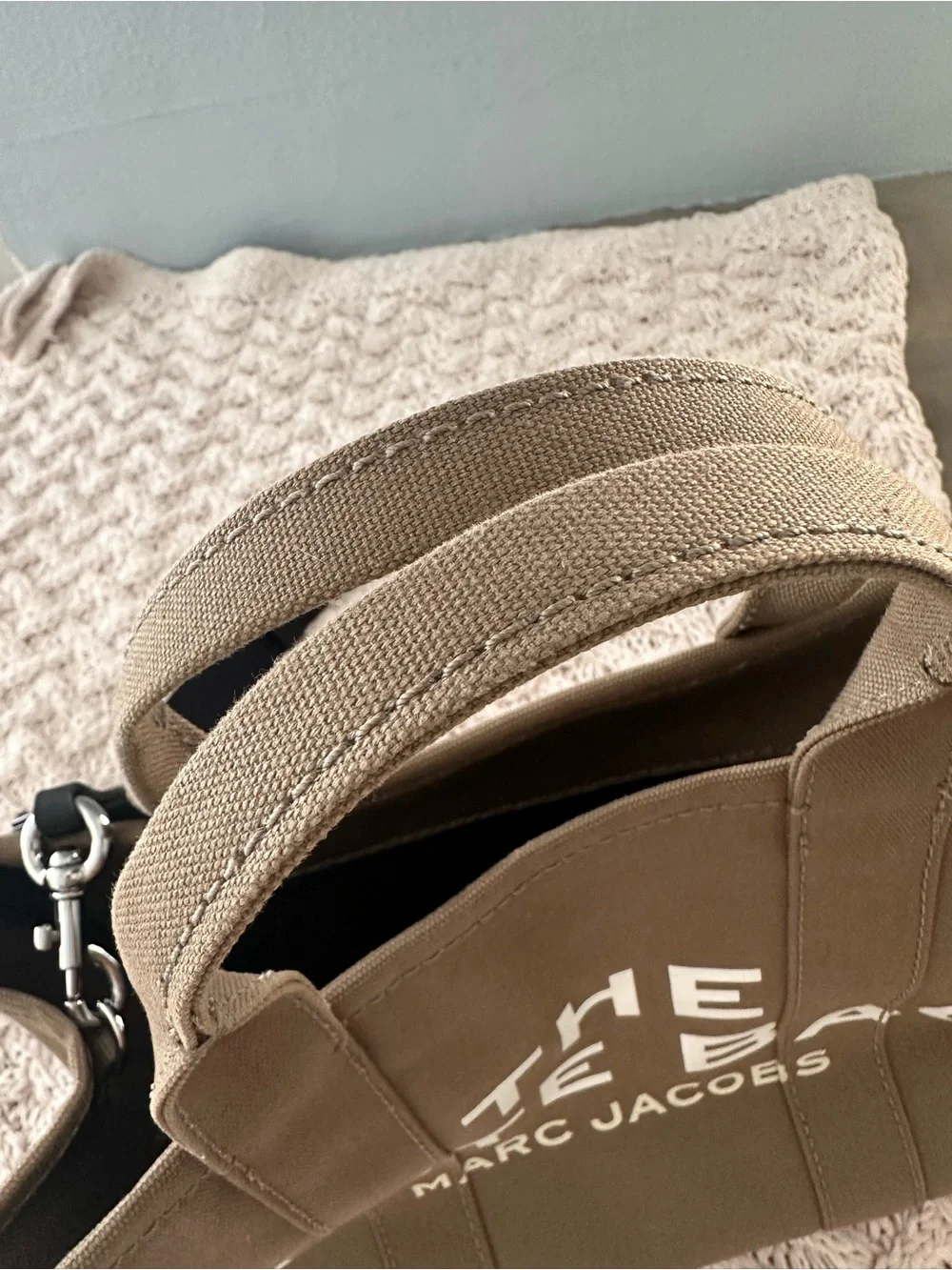 Marc Jacobs Olive Brown Canvas Tote with Black Strap
